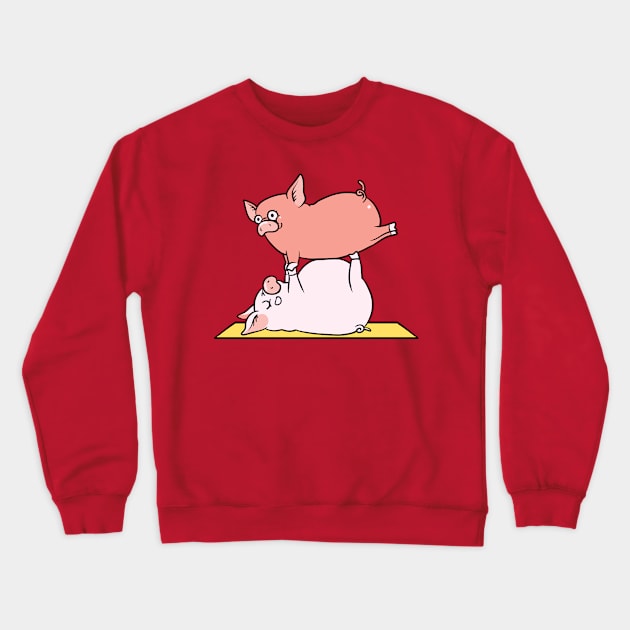 Acroyoga Pig Crewneck Sweatshirt by huebucket